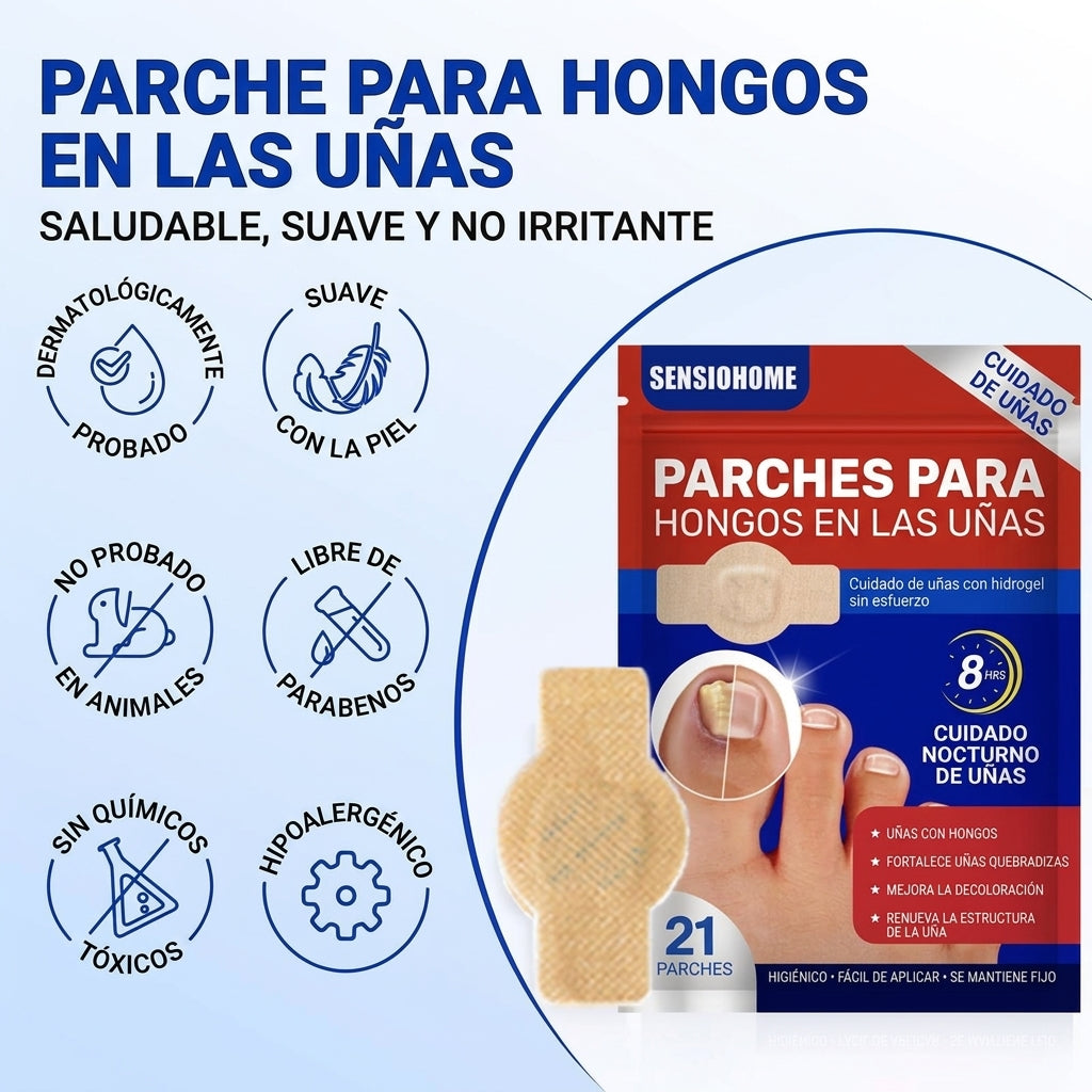 Parches para Tratamiento de Hongos en las Uñas de los Pies – Reparación Nocturna Extra Fuerte (21 Unidades)